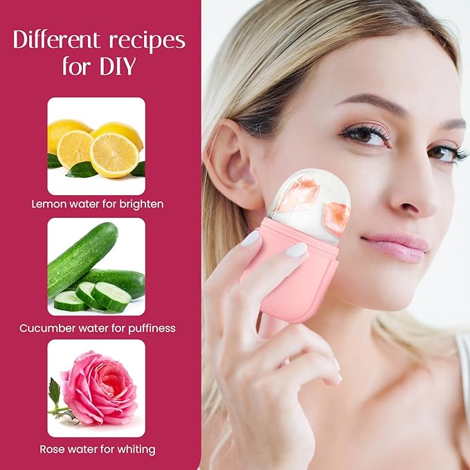 Ice Face Roller Massager for Face, Eyes, and Neck - Reusable Silicone Ice Cube Mold for Natural Skin Care, De-Puff Eye Bags, Reduce Migraine Pain | Facial Beauty Ice Roller