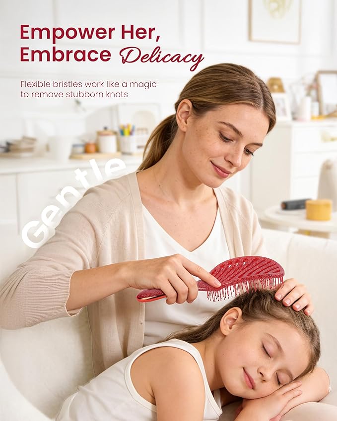 Gift for Women, Gifts for Kids & Teen Girls, AIMIKE Painless Detangler Hair Brush w/Soft Bristles, Extra Gentle Wet & Dry Brush for Fine or Daughter’s Hair, Ideal Holiday Presents
