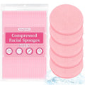 60pcs Compressed Facial Sponges - Round Face Sponge Disposable Travel Facial Cleansing Pads Makeup Sponge for Face Wash Exfoliating Remover Skin Care Beauty Tool Esthetician Essential（Pink）