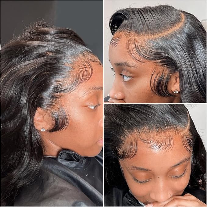 Sunelk Body Wave Lace Front Wigs Human Hair Pre Plucked Brazilian Body Wave Human Hair Wigs for Women 180% Density Natural Color 13x4 Lace Front Wigs 28 inch