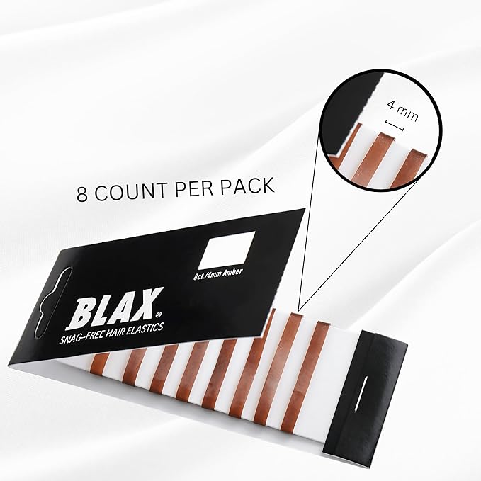 Blax Brown Hair Elastics - Snag-Free Seamless Hair Ties, No-Damage Hair Rubber Bands, 4mm, 8 Count