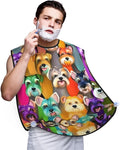 Oil Cute Schnauzer Dogs Print Beard Bib Apron For Men, Beard Hair Catcher For Men Shaving Trimming,Beard Cape Cloth