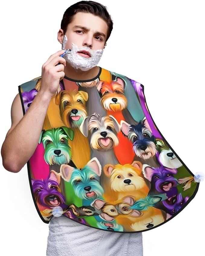 Beautiful Peacock Print Beard Bib Shaving Apron, Beard Hair Trimming Cape Gift For Dad