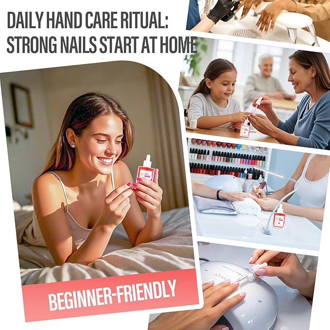 CHUCHU Nail Growth and Strengthener Oil for Cuticle - Rose Scent Cuticle Oil Repair Moisturizing Treatment - Natural Jojoba Vitamin B & E Nail Oil for Dry Cracked Nails