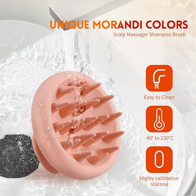 Silicone Scalp Massager Shampoo Brush for Shower, Scalp Scrubber with Soft Bristles for Hair Growth & Dandruff Treatment, Wet Dry Hair Massager for All Hair Types of Women (2 Pink)
