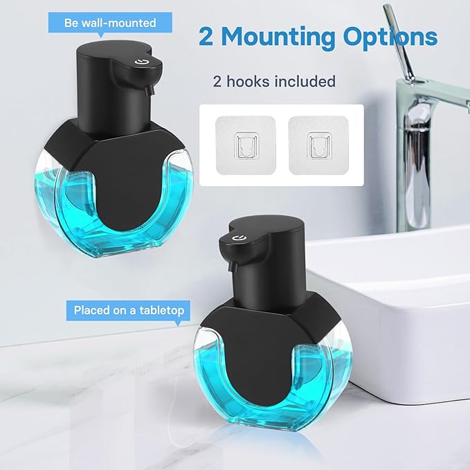 Automatic Soap Dispenser Touchless,14.2oz/420ML Auto Liquid Soap Dispenser,Rechargeabled Wall Mounted Smart Pump for Bathroom Kitchen,Black