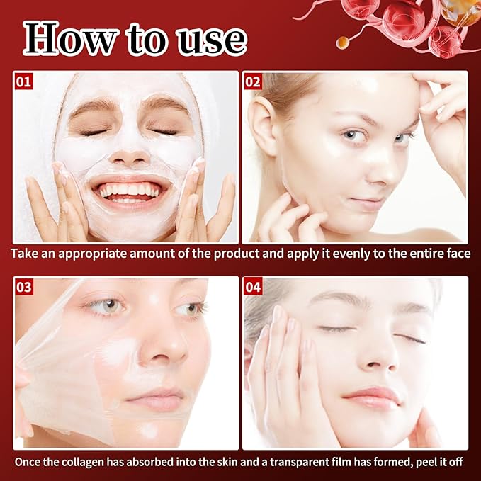 Collagen Night Wrapping Mask Hydrating Peel Off Face Mask for Women Tightening Lifting Facial Mask Skincare Anti Aging Collagen Masks for Wrinkles Fine Line Glowing 2.71oz