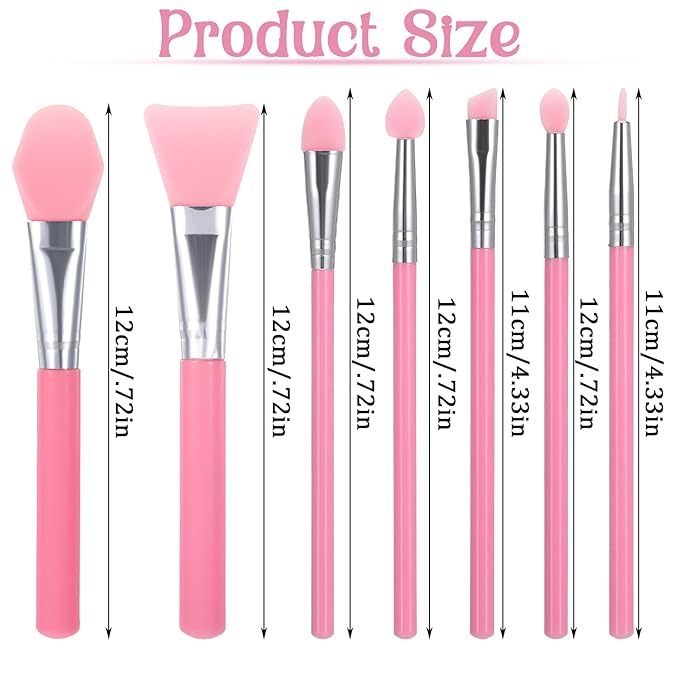 7 Pcs Silicone Applicator Brush Resin Silicone Makeup Applicator Lip Application Tool Cover Pink Epoxy Brush Lip Brushes Face Jelly Brushes Eye Cream Tool for UV Epoxy Art Crafting and Cream