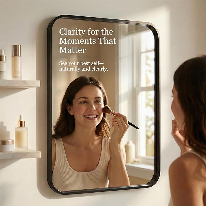 2-Pack 24x30 Inch Matte Black Bathroom Vanity Mirrors | Flush Mount Deep Set Metal Wall Mirror for Over Sink | HD Shatterproof Glass, Rustproof