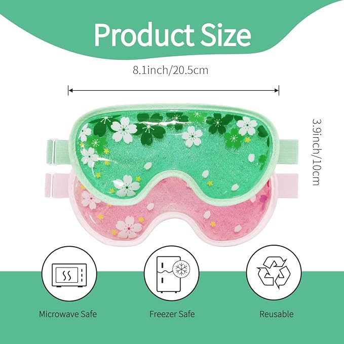 ZNÖCUETÖD Ice Eye Mask Cold Gel Cooling 2 Packs Reusable for Dark Circles and Puffiness, Cold Compress Eye Ice Pack for Dry Eyes, Migraine, Stress Relief Christmas Gift