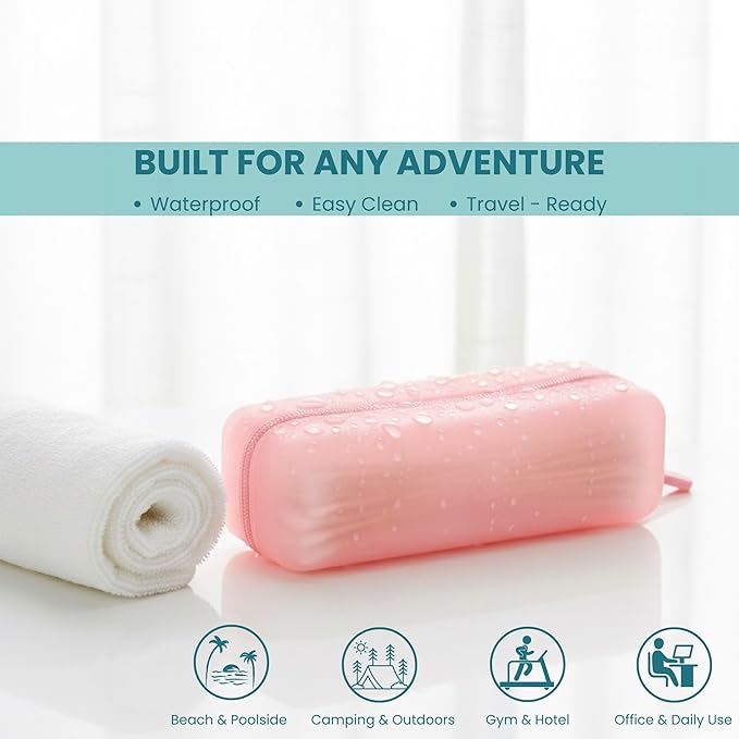 Cotton Pad Swab Travel Case – 2-in-1 Portable Waterproof Qtips Dispenser for Cotton Square Pad & Qtip, Floss, Bobbi Pin, Nail Kit, Hair Accessories Organizer TSA Compliance – VISFRESH (Pink)