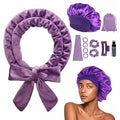Heatless Curls Overnight Headband, 70'' No Heat Hair Curlers with Hair Bonnet for Sleeping, Light Purple