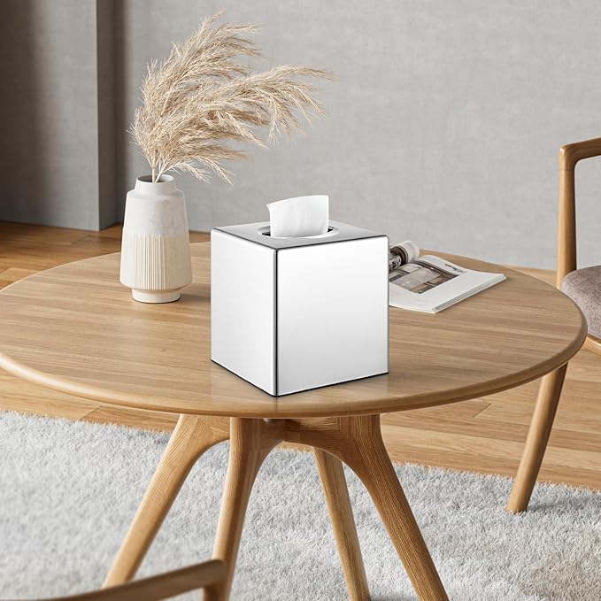 Tissue Box Cover, Square Facial Tissue Holder Storage for Bathroom Vanity, Countertops, Dressers, Night Stand, Parlors and Offices - Mirror