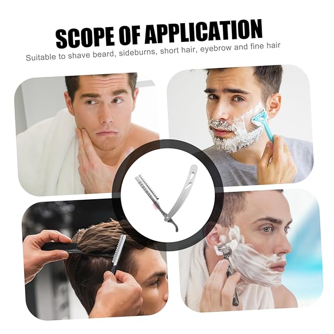 FRCOLOR Stainless Steel Manual Razor Shaver for Men Vintage Folding Straight Razor Beard Shaving Tool Eyebrow Shaping Haircut