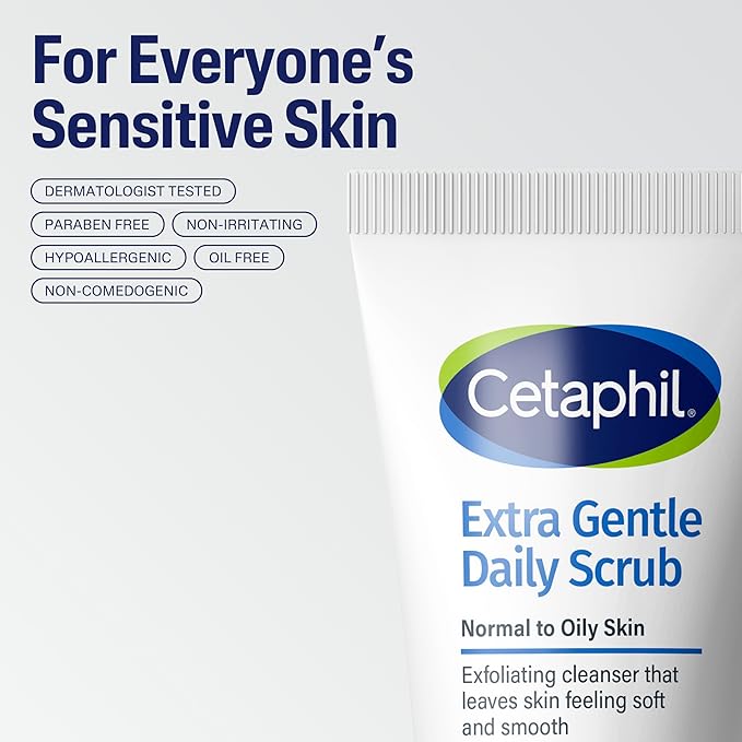 Exfoliating Face Wash,Extra Gentle Daily Face Scrub,Gently Exfoliates & Cleanses,For All Skin Types,Non-Irritating & Hypoallergenic,Suitable For Sensitive Skin,6 Fl Oz,(Pack of 4)