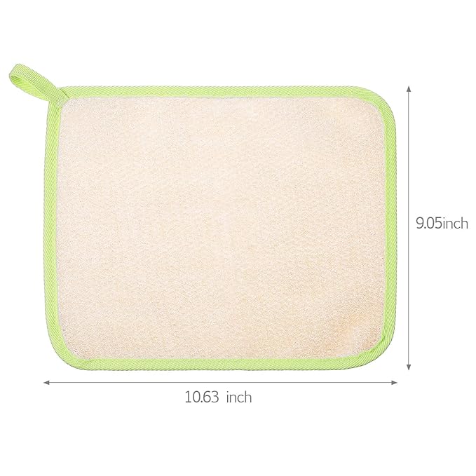 Tatuo 5 Pcs Exfoliating Face and Body Wash Cloths Towel Weave Bath Exfoliating Scrub Massage Bath Cloth for Women and Men, 10.63 x 9.05 Inch(Green Edge)
