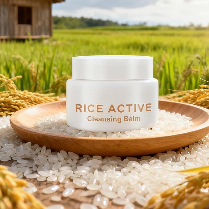 Cleansing Balm, Rice Water Makeup Remover Balm, Effortlessly Removes Makeup With Rice To Nourish & Hydrate, Soothing for All Skin Types