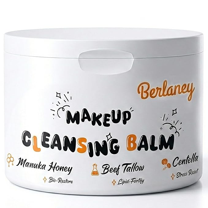 Cleansing Balm Makeup Remover Balm - with Manuka Honey, Centella and Beef Tallow, for All Skin Type. Removes Waterproof Makeup, No Irritation, 3.53oz