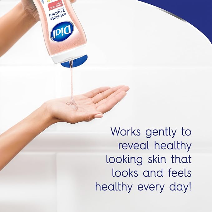 Dial Body Wash, Exfoliate & Restore Himalayan Salt, 16 Fl Oz, Hydraclean Complex & Vitamin E, Gentle, Leaves Skin Feeling Nourished, Dermatologist-Tested, No Parabens & Sulfates,(Pack of 8)