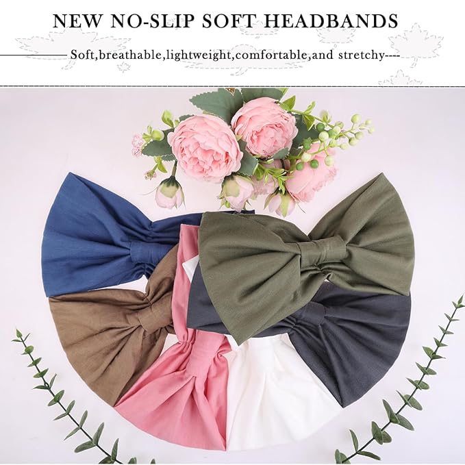 Kachanaa 6 Packs New Wide Headbands for Women,Non-Slip Thick Soft Elastic Bandeau Hair Bands Yoga Workout Running Sweat Makeup Hair Wraps Hair Accessories