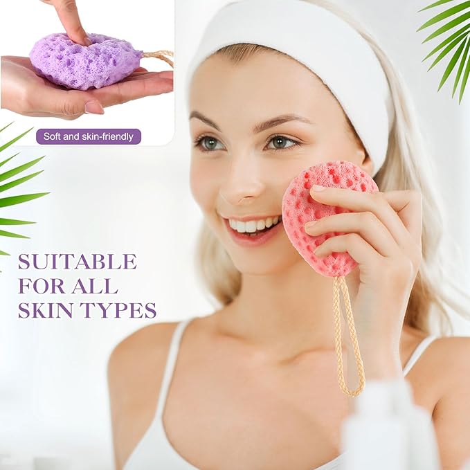 6 Pcs Bath Sponge Deep Cleansing Body Loofah Gentle and Deep Exfoliating Body Scrubber Bath Accessories Men Women Baby Sponge for Bathing Shower (Bright Color)