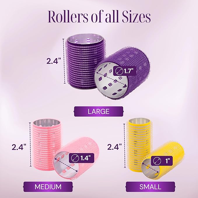 Thermal Rollers for Hair - 37 Self Grip Hair Rollers with 18 Clips and Styling Comb - Aluminum Thermal Hair Rollers for Volume and All-Day Curls - For Short, Medium, and Long Hair (Small)