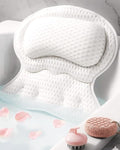 Bath Pillows for Tub Neck and Back Support Luxury Bathtub Pillow 4D Mesh Bath Pillow with Non-Slip Suction Cups Spa Bathtub Accessories Set with Bath Sponge & Scalp Massage Brush Relax Gifts for Women