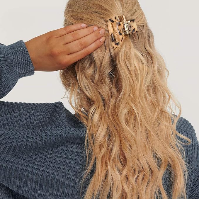 Tortoise Shell Ponytail Cuffs Elastic Hair Band Hair Tie Leopard French Design Hair Band Headwear for Women Girls,Pack of 3