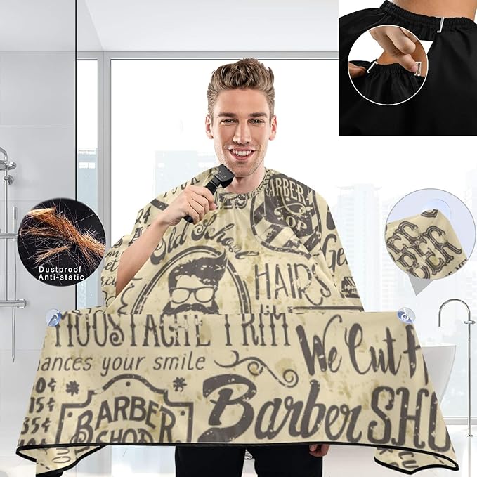 visesunny Professional Barber Cape Polyester Hair Cutting Salon Cape Apron Anti-Static Beard Bib Grooming Apron
