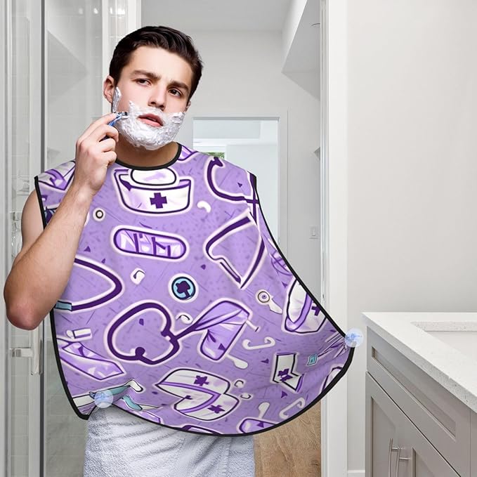 Ocean Fishes Print Beard Bib Shaving Apron, Beard Hair Trimming Cape Gift For Dad