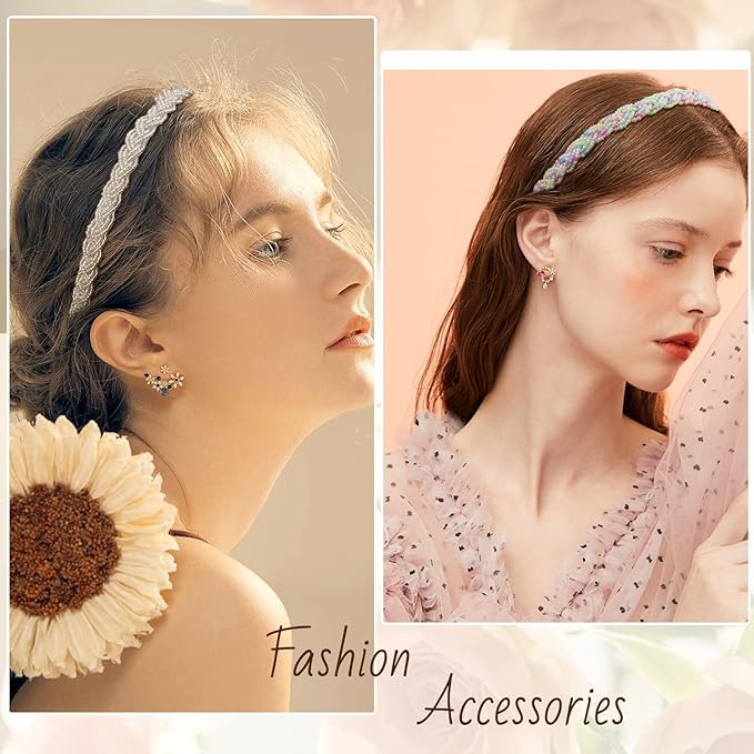 LYroo 8 Pack Headbands Metal Head Band Beaded Hair Bands Elegant Hairband No Slip Fashion Hair Accessories for Women Girls
