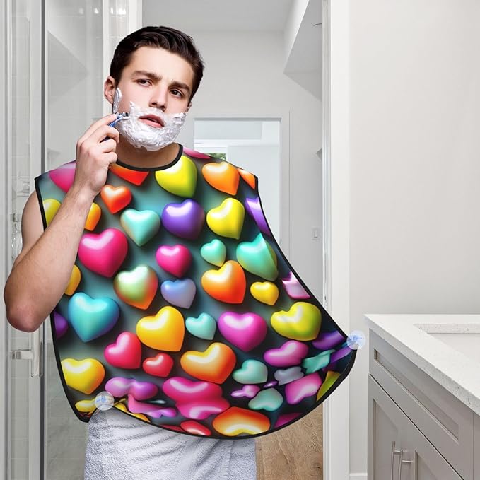 Pansy Perfection Print Beard Bib Shaving Apron, Beard Hair Trimming Cape Gift For Dad