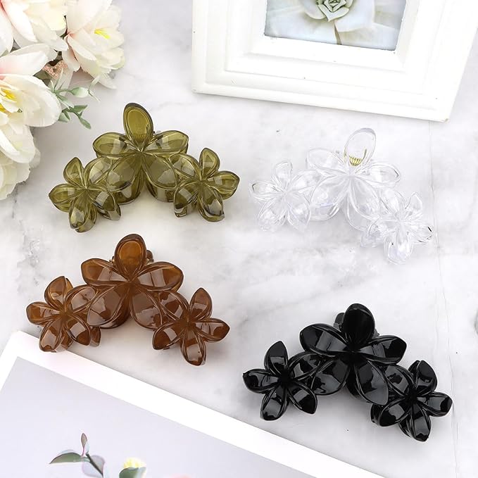 Flower Hair Clips for Women 4PCS Flower Claw Clips Non-slip Claws for Thick Thin Hair Strong Hold Stylish Accessories for Women Girls