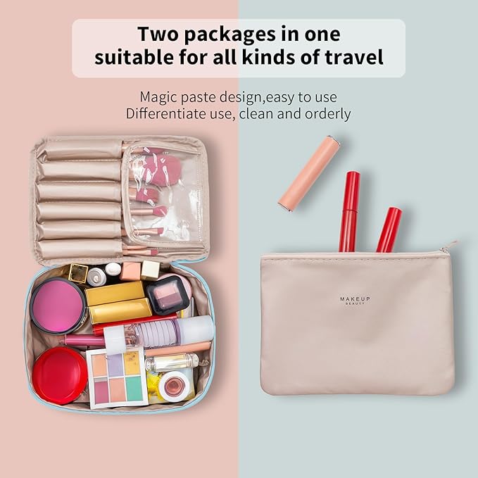 Travel Makeup Bag Cosmetic Bag Makeup Bag Toiletry bag for women and men (Blue)