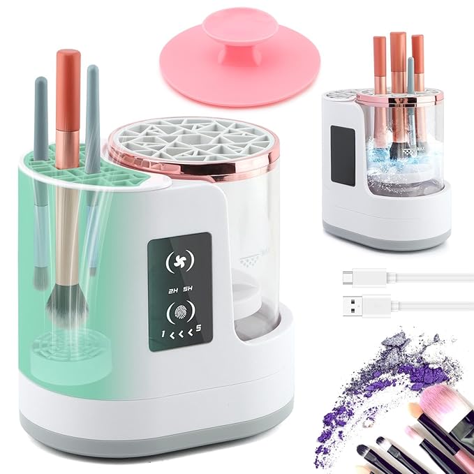 3-in-1 Electric Makeup Brush Cleaner & Dryer, Automatic USB-Powered Cleaning Machine for All Cosmetic Brush Sizes, Portable Quick-Dry Tool for Beauty Brushes(White,Size:6.8inch)