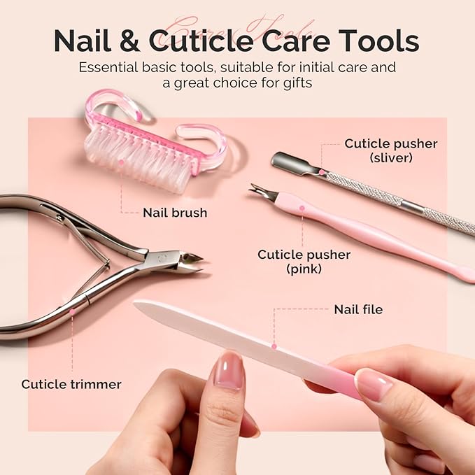 MelodySusie Cuticle Remover Kit,25ML Cuticle Remover Cream and Cuticle Oil,Cuticle Nipper Trimmer Pusher, Nail File and Brush for Cuticle Softener & Moisturize Manicure Kit for Nail Care