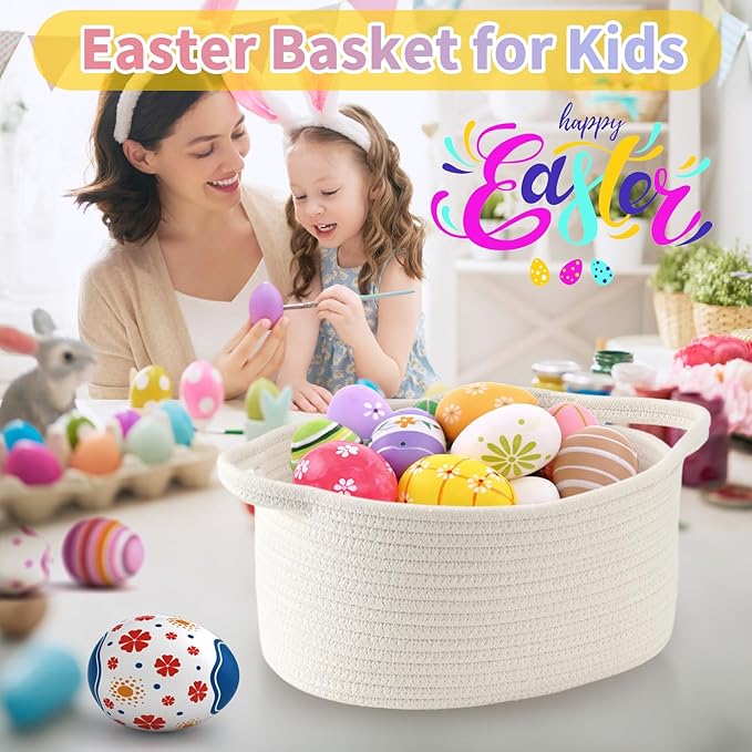 Cute Woven Gift Basket with Handle – Brown Storage Basket Empty, Gift Baskets for Valentines Day Birthday Baby Shower Raffle Burr, Decorative Organizer ontainer for Office, Home