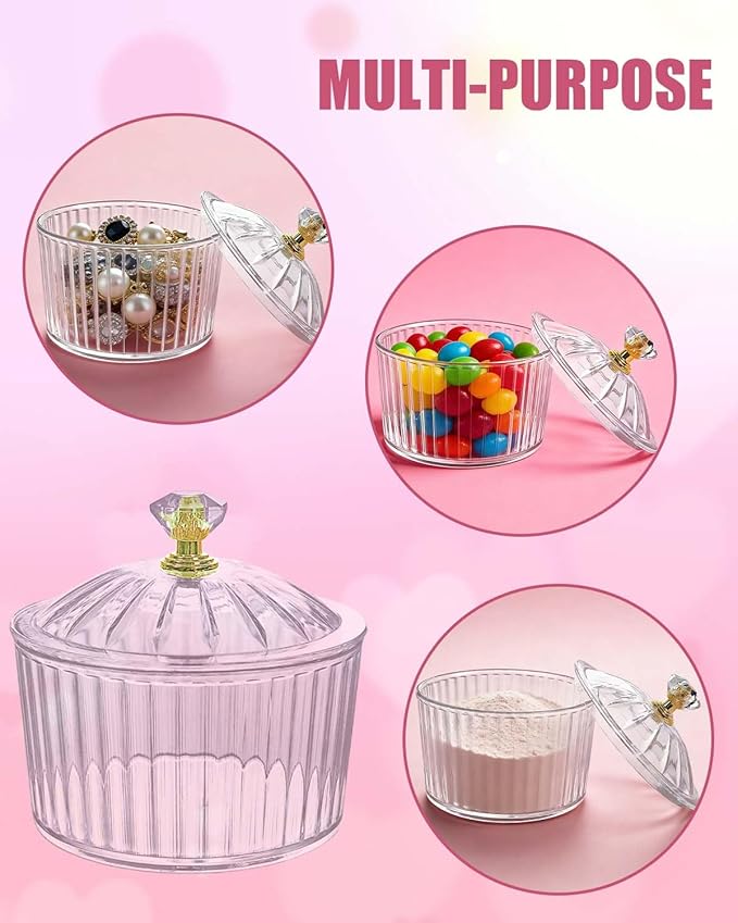 5Pcs Dusting Powder Container with Puff Set - 4 Pcs 3.15 inche Large Fluffy Puff, Leak-Proof Acrylic Case & Ergonomic Handle for Baby Care & Makeup (Body/Face Powder Applicator)