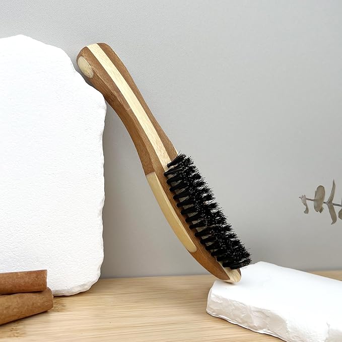 Beard Brush for Men – Ergonomic Curved Design for Beard & Mustache Grooming and Styling – Promotes Beard Growth – Portable and Travel-Friendly