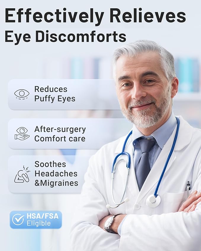 Cooling Eye Mask for Puffy Eyes: Fsa Eligible Items Hsa, Ice Eye Pack for Magraine After Surgery Relief - Reuable Cold Compress for Headache Puffiness - Comfortable Perfect Fit Gel Sleep Mask