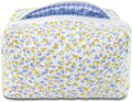 Quilted Makeup Bag Floral Cotton Make up Bag Puffy Coquette Makeup pouch Aesthetic Cute Travel Toiletry Bag for Women Girls