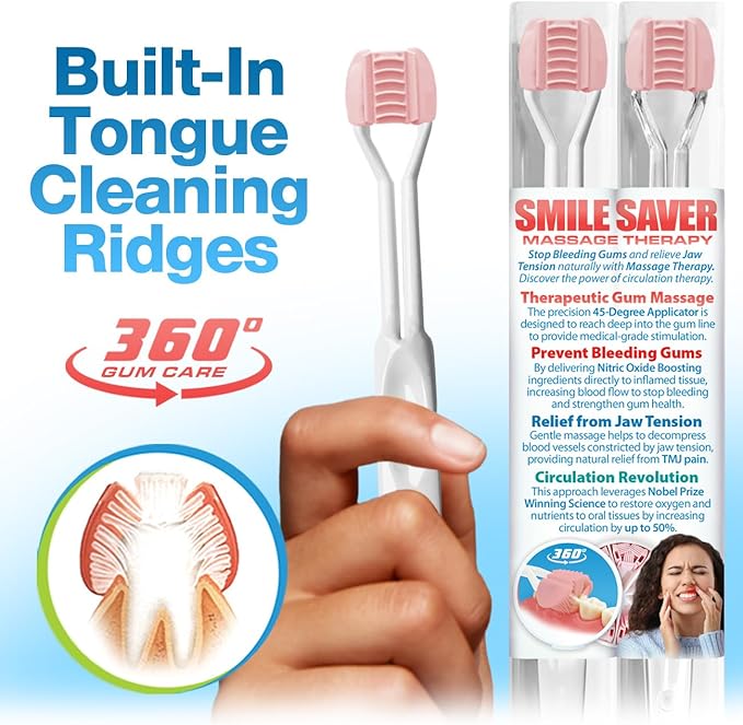 SMILE SAVER 360° Therapeutic Gum Massage for Bleeding Gums & Sensitivity – Circulation Therapy for TMJ & Bruxism Tension – Professional Ultra-Soft Oral Massage Applicator for Sensory Care & Recovery
