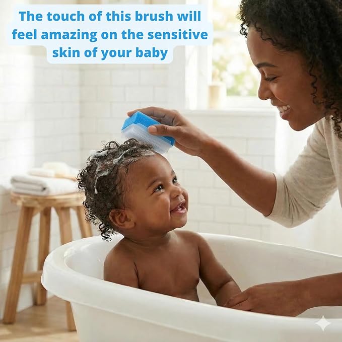Cradle Cap Brush for Babies - Baby Sponge for Bathing Newborn Bath Essentials | Cradle Cap Treatment | Baby Bath Sponges for Newborns (5-Pack)