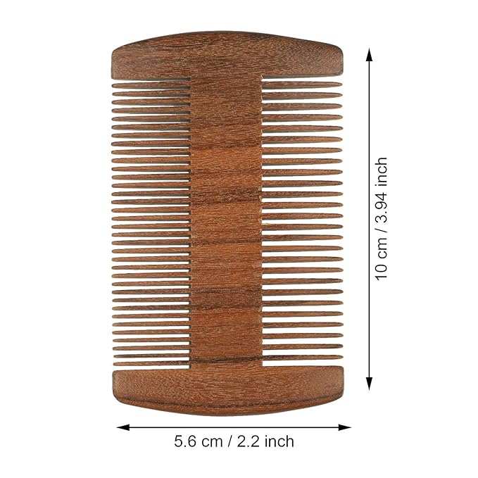 3 Pieces Beard Comb for Men Natural Sandalwood Wooden Mustaches Combs Dual Action Teeth Beard Comb with 3 Pieces Pocket Faux Leather Case for Beards Mustaches(Brown)