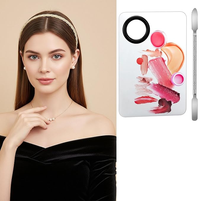 Makeup Mixing Palette and Eye Shadow Brushes Set, Makeup Palette with Spatula for Facial Cosmetic Nail Art Pigment Blending, Eyeshadow Makeup Blending Brushes for Concealer Eyebrows Eyeliner