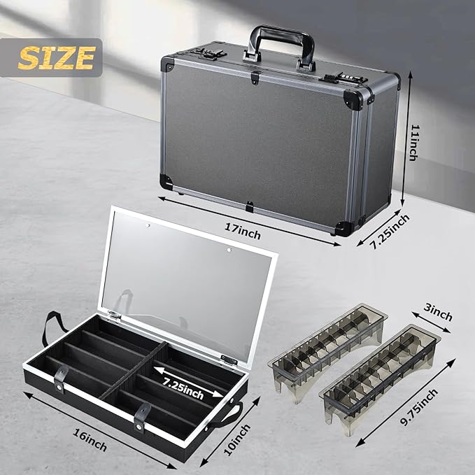 Professional Barber Case - Portable Barber Tool Case Hair Clipper Organizer with Combo Locks, Detachable Trays for Clippers, Shears, Razors, Trimmers - Secure Storage for Barbershop or Travel