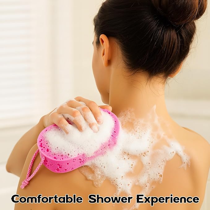 6 Pcs Exfoliating Bath Sponge Body Loofah Sponges Shower for Women Reusable Soft Bathing Pouf Foam Luffa Body Scrubber and Rich Lather, Color Matching (Bright Color)