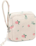 Small Makeup Bag | Discreet Period Bag Pad Pouch for Purse| Sanitary Napkin Storage & Tampon Holder for Travel(Cute strawberries pink)
