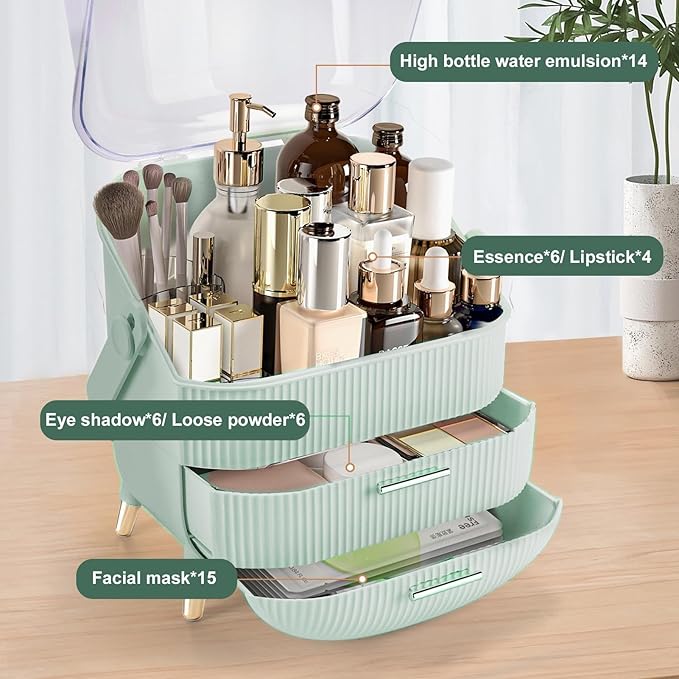 Egg Makeup Organizer, Egg Shape(Oval) Makeup Storage Box Countertop Portable Vanity Cosmetics Organizer