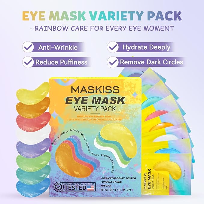 Under Eye Patches Variety Pack (8 Pairs), Easter Gifts for Women, Eye Masks for Dark Circles Puffy Eyes With 8 Colors (1 Pairs/Color), Vegan Skin Care Gifts for Women
